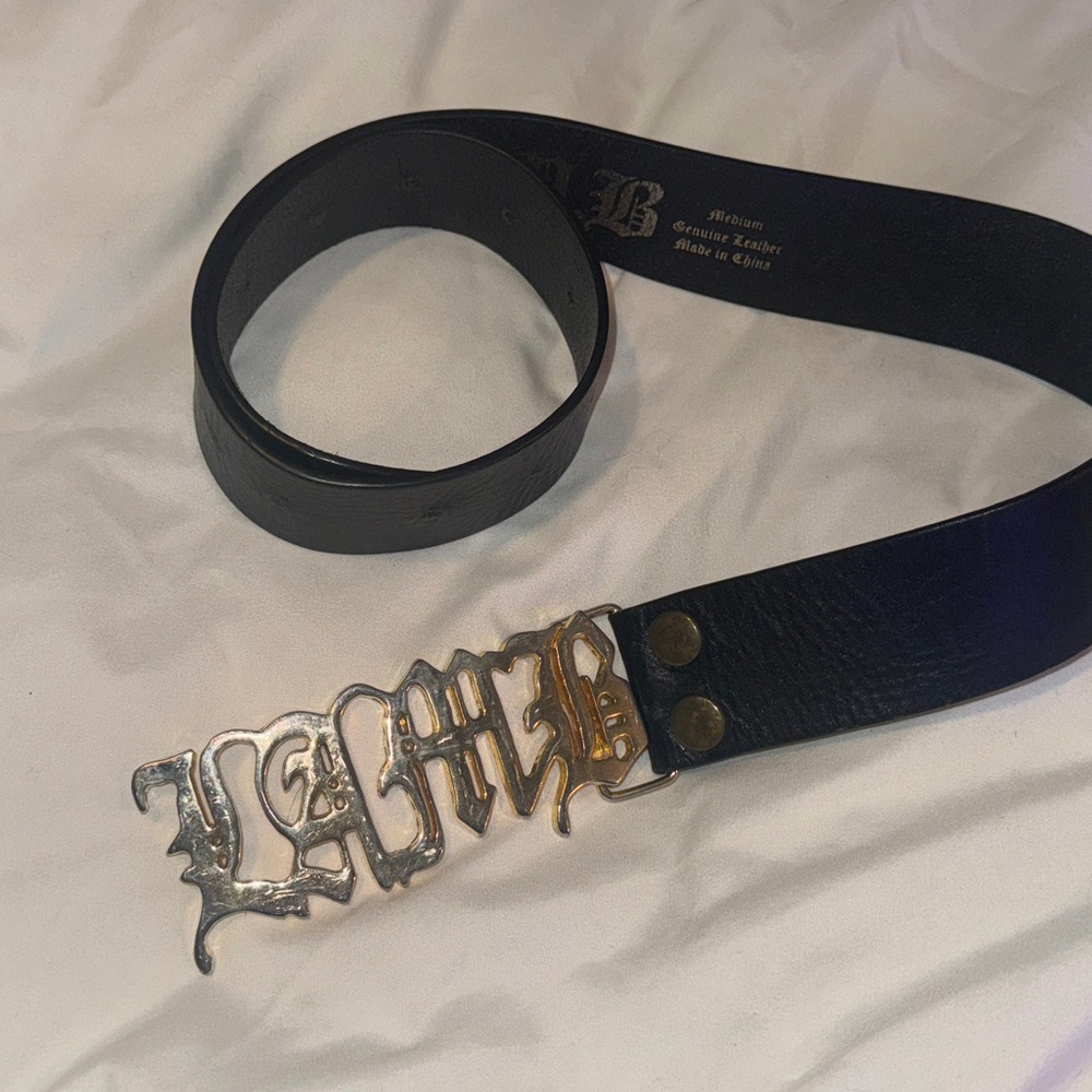 VERY RARE L.A.M.B. by Gwen Stefani Nameplate LAMB Belt Gold/Black